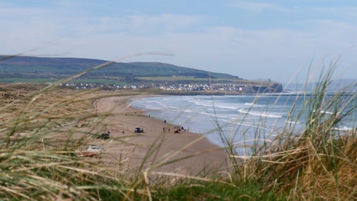 A wide shot of Portstewart Strand inclusive beach.